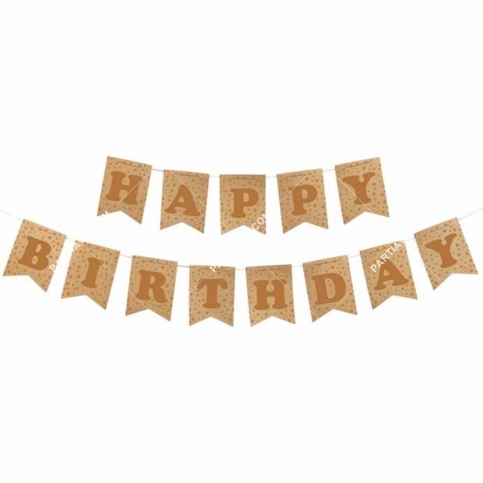 Altın Happy Birthday Kraft Zemin Harf Afiş