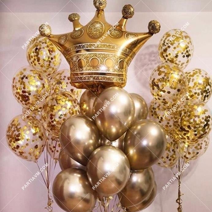 Altın Taç Balon Set