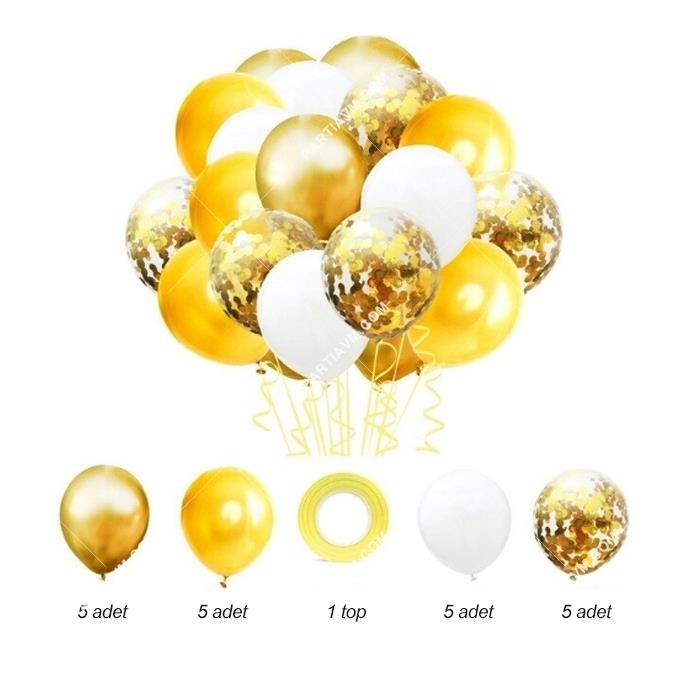 Altın Tonları Balon Demeti 20li