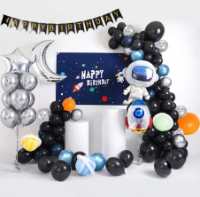 SAMM Astronot Balon Zinciri Full Set Siyah Uzay Galaksi Set