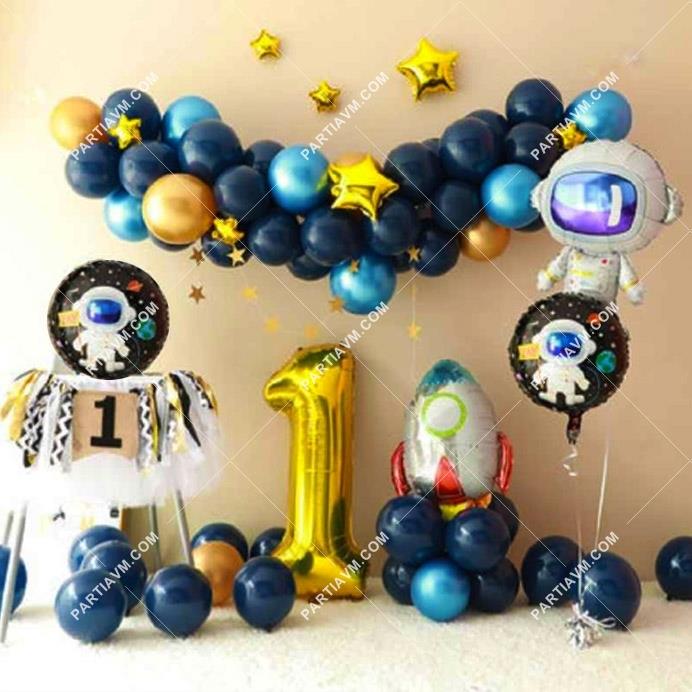 Astronot Balon Zinciri Full Set Uzay Galaksi Balon Zincir Seti