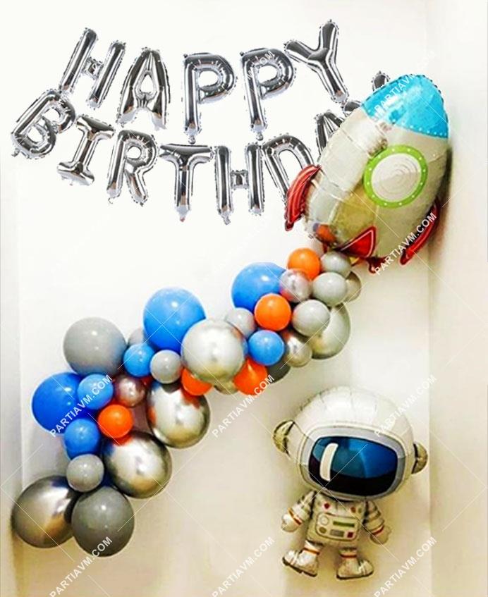 Astronot Balon Zinciri Full Set Uzay Galaksi Balon Zincir Seti