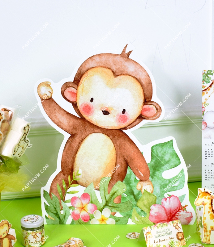 Baby Safari Doğum Günü Süsleri 40 cm Ayaklı Maymun Dekor Pano