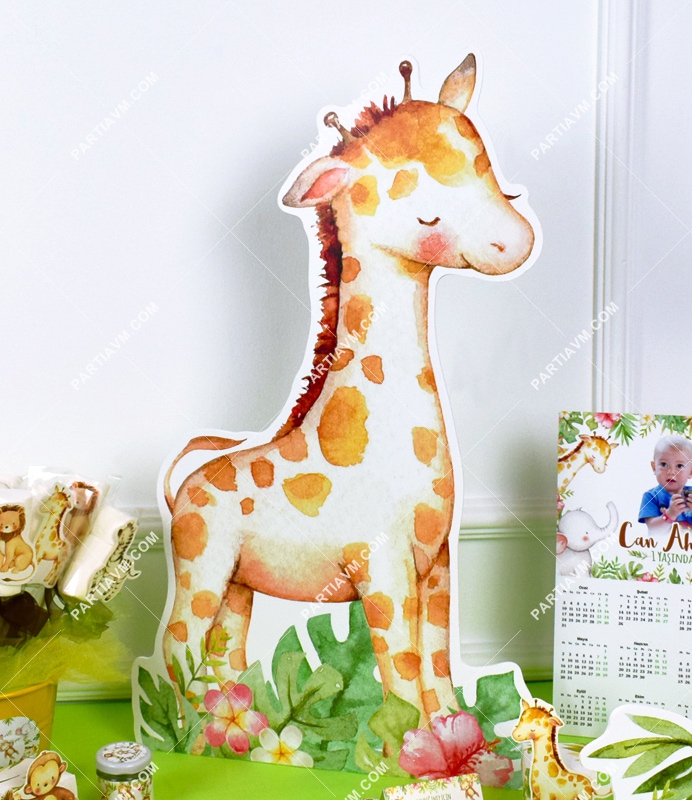 Baby Safari Doğum Günü Süsleri 60 cm Ayaklı Zürafa Dekor Pano