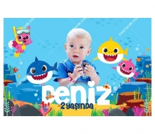 Partiavm Baby Shark Doğum Günü 120x85 cm Büyük Boy Kağıt Afiş satın al