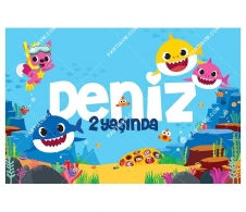 Partiavm Baby Shark Doğum Günü 120x85 cm Büyük Boy Kağıt Afiş satın al