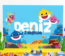 Partiavm Baby Shark Doğum Günü Süsleri 120 X 85 cm Dev Pano Afiş satın al