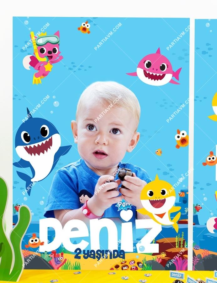 Baby Shark Doğum Günü Süsleri 70x100 cm Katlanmaz Pano Afiş