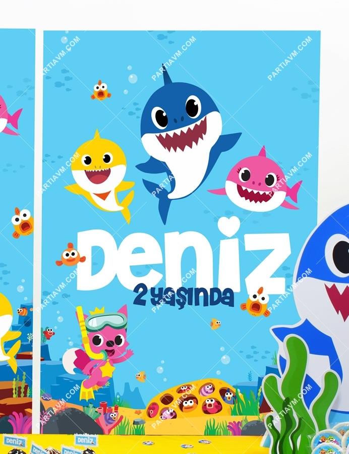 Baby Shark Doğum Günü Süsleri 70x100 cm Katlanmaz Pano Afiş