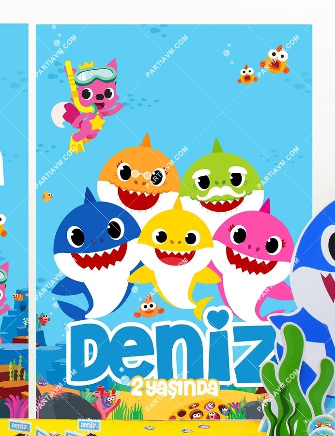 Baby Shark Doğum Günü Süsleri 70x100 cm Katlanmaz Pano Afiş