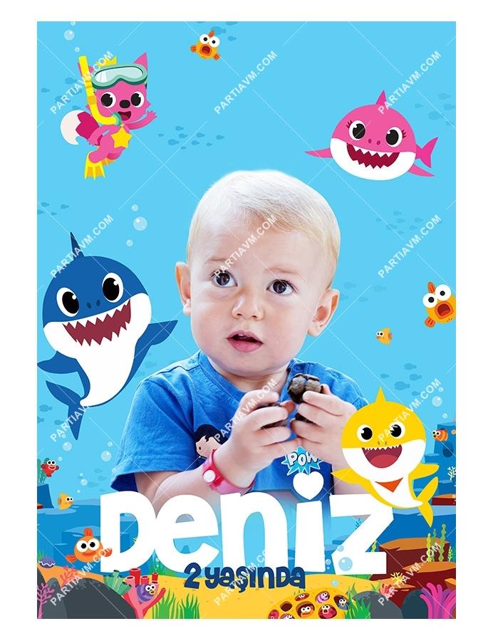 Baby Shark Doğum Günü Süsleri 70x100 cm Yırtılmaz Branda Afiş