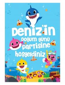 Partiavm Baby Shark Doğum Günü Süsleri 70x100 cm Yırtılmaz Branda Afiş