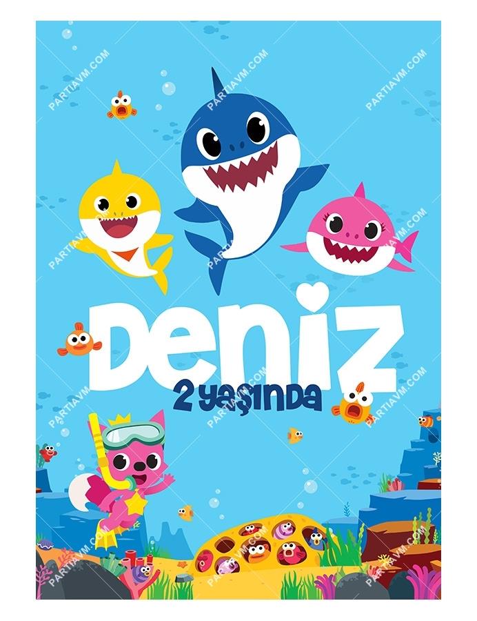 Baby Shark Doğum Günü Süsleri 70x100 cm Yırtılmaz Branda Afiş