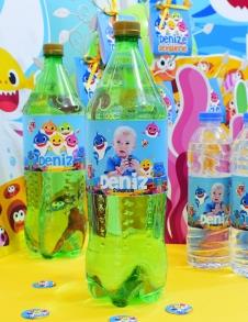 Partiavm Baby Shark Doğum Günü Süsleri Meşrubat Bandı 1 ve 2 Lt. İçin 4 Adet