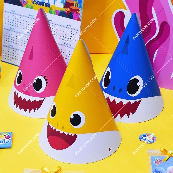 Baby Shark Doğum Günü Süsleri Parti Şapkası 3 Adet