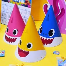 Partiavm Baby Shark Doğum Günü Süsleri Parti Şapkası 3 Adet