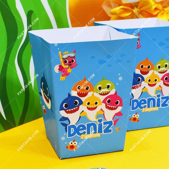 Baby Shark Doğum Günü Süsleri Popcorn Kutusu 5 Adet