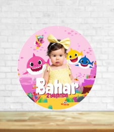 Partiavm Baby Shark Pembe Doğum Günü Süsleri 20 cm Önlü Arkalı Baskı Kalın Karton Misinalı Asma Süs