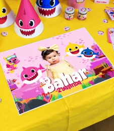 Partiavm Baby Shark Pembe Doğum Günü Süsleri Amerikan Servis Kalın Kuşe Kağıt 5 Adet