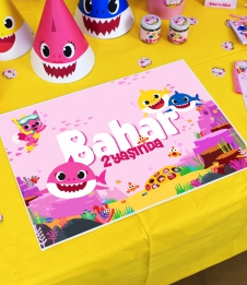 Partiavm Baby Shark Pembe Doğum Günü Süsleri Amerikan Servis Kalın Kuşe Kağıt 5 Adet