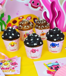 Partiavm Baby Shark Pembe Doğum Günü Süsleri Cupcake Sargısı 10 Adet