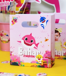 Partiavm Baby Shark Pembe Doğum Günü Süsleri Hediye Çantası Özel Tasarım 13 X 16 cm 5 Adet satın al