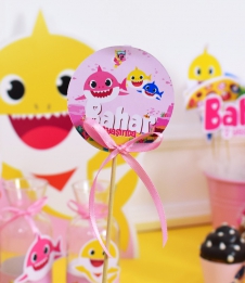 Partiavm Baby Shark Pembe Doğum Günü Süsleri Kürdan Süs Seti Büyük Boy 10 Adet