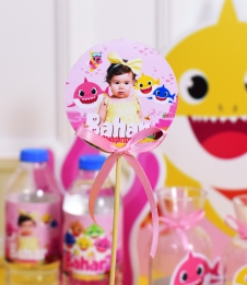 Partiavm Baby Shark Pembe Doğum Günü Süsleri Kürdan Süs Seti Büyük Boy 10 Adet