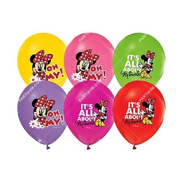 Baskılı Balon Minnie Mouse Temalı Karışık 10lu Paket 
