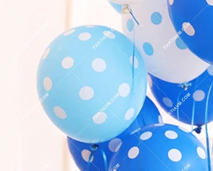 Baskılı Balon Puantiyeli Bebek Mavisi 10lu Paket 