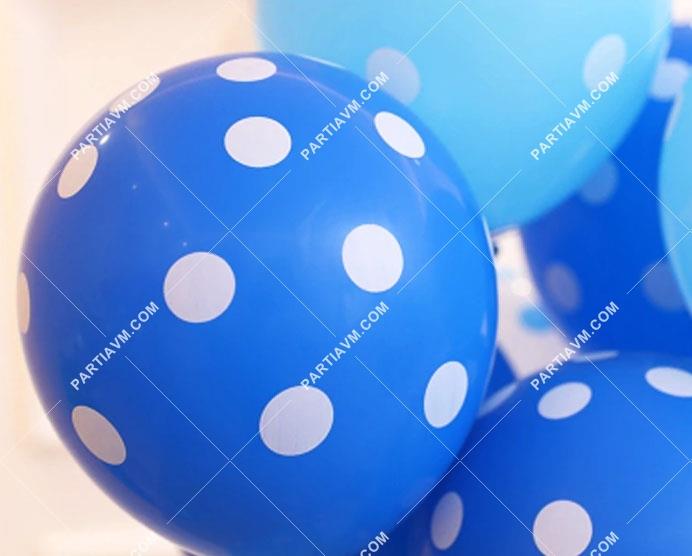 Baskılı Balon Puantiyeli Mavi 10lu Paket 