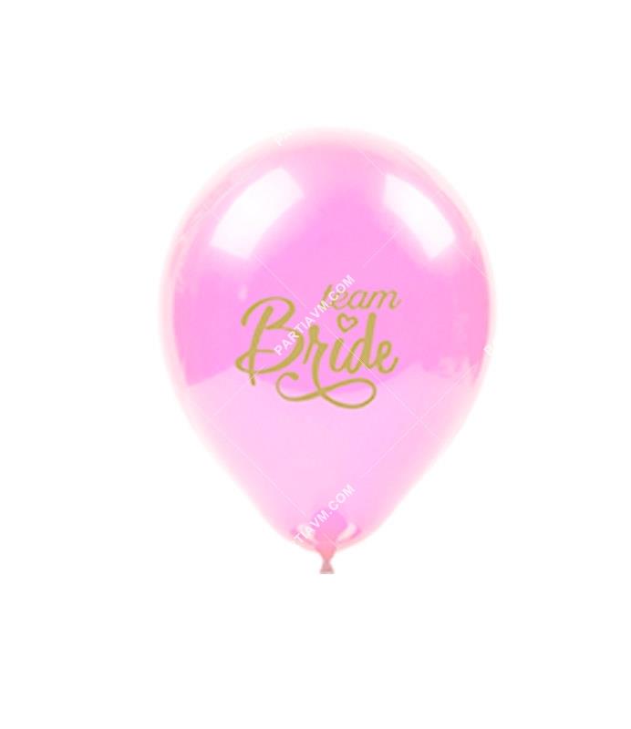 Baskılı Balon Team Bride  Pembe 10lu