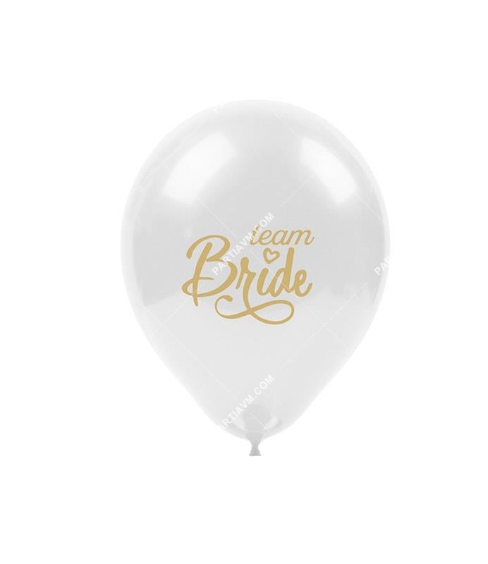 Baskılı Balon Team Bride Beyaz 10lu Paket 