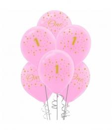 SAMM Baskılı Pembe Balon Altın First Year 10lu Paket 