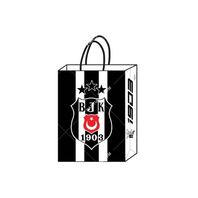Beşiktaş Lisanslı Kraft Hediye Çantası 18x8x24 cm 12 li
