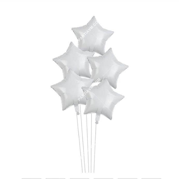 Beyaz Yıldız Balon Demeti 5li