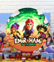 Partiavm Brawl Stars Doğum Günü 20 cm Önlü Arkalı Baskı Kalın Karton Misinalı Asma Süs