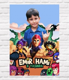 Partiavm Brawl Stars Doğum Günü 70x100 cm Yırtılmaz Branda Afiş