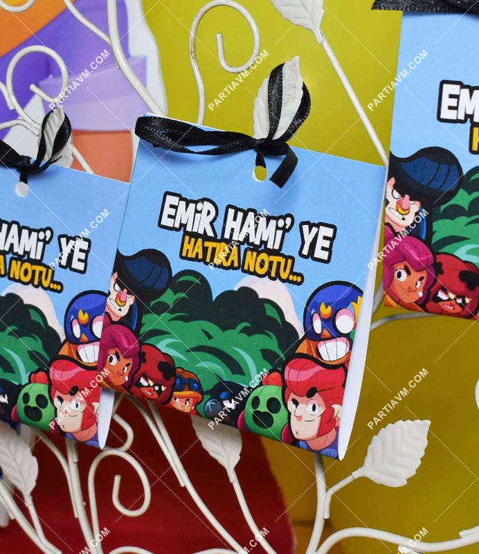 Brawl Stars Doğum Günü Hatıra Yazısı Kartı Kurdele Bağlamalı 6 Adet