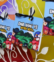 Partiavm Brawl Stars Doğum Günü Hatıra Yazısı Kartı Kurdele Bağlamalı 6 Adet satın al