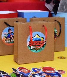 Partiavm Brawl Stars Doğum Günü Hediye Çantası Etiketli Kurdeleli 10 X 10 cm 5 Adet