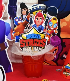 Partiavm Brawl Stars Doğum Günü Kovada Özel Kesim Çubuk Karton Süsler satın al