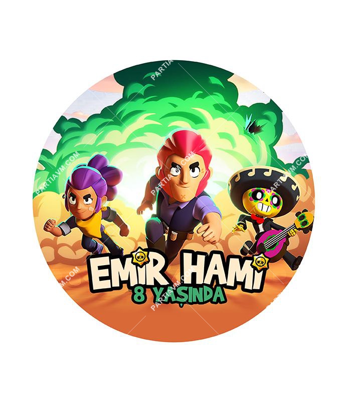 Brawl Stars Doğum Günü Yuvarlak Etiket 7,5cm 10 Adet