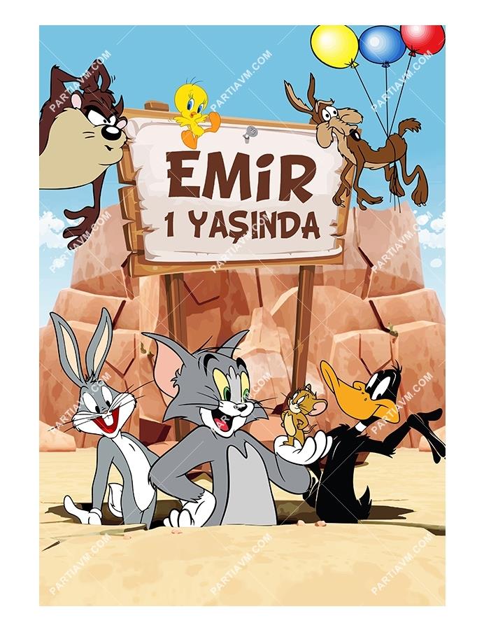 Bugs Bunny ve Arkadaşları Doğum Günü 70x100 cm Yırtılmaz Branda Afiş