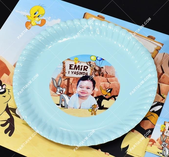 Bugs Bunny ve Arkadaşları Doğum Günü Etiketli Karton Tabak 5 Adet