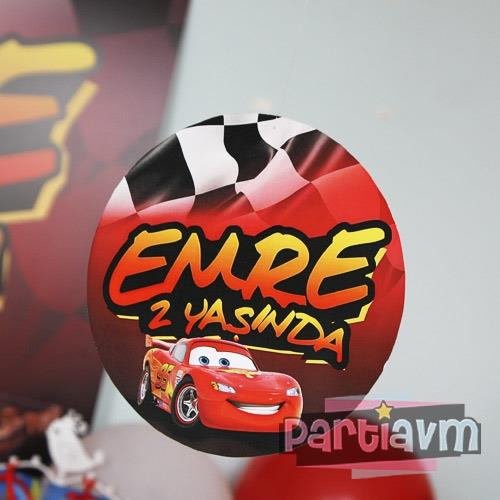 Cars Movie Doğum Günü Süsleri 20 cm Önlü Arkalı Baskı Kalın Karton Misinalı Asma Süs