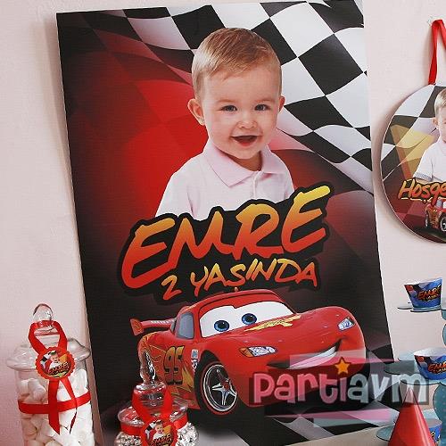 Cars Movie Doğum Günü Süsleri 70x100 cm Katlanmaz Pano Afiş Büyük Boy Resimli