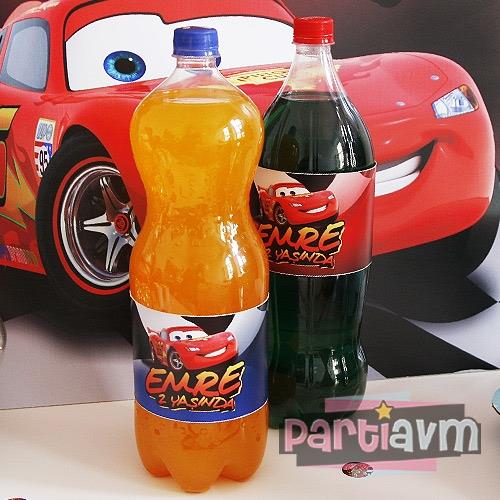 Cars Movie Doğum Günü Süsleri Meşrubat Şişe Bandı 2lt. İçin 4 Adet