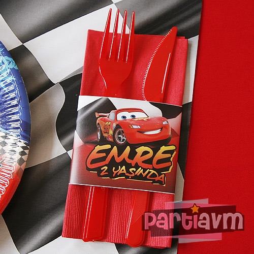 Cars Movie Doğum Günü Süsleri Peçete Bandı ve Peçete 10 Adet