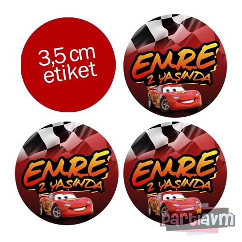 Cars Movie Doğum Günü Süsleri Yuvarlak Etiket 3,5cm 15 Adet